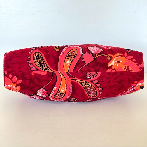 MYSTIQUE Burgundy Paisley Sequence Beaded Wood Handles Vintage Style Handbag NWT - Picture 8 of 14